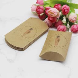 12/50pcs Beautiful Flower Pattern Pillow Shape Paper & Kraft Wedding Candy & Birthday Gift Storage Box Size 20X55X80mm