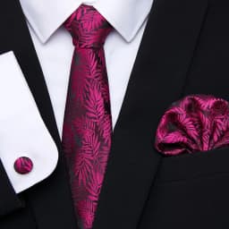 Hot Sale 7.5 cm Tie Pocket Squares Cufflink Set Necktie Pink Purple Hombre Printed Formal Clothing Accessories Fit Party