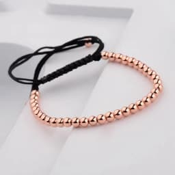 Classic Men Women Bracelet 4MM Copper Beaded Charm Bracelet Pulseira Adjustable Bracelet Fashion Jewelry Gift