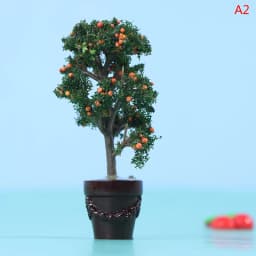 Mini Potted Plant 1:12 Dollhouse Miniature Tree Potted Plant Green Plant Model For Doll House Furniture Home Garden Decor