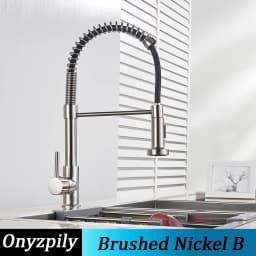 Spring Brushed Kitchen Sink Faucet Pull Down Sprayer Nozzle Single Handle Faucets Mixer Hot Cold Stainless Steel Modern