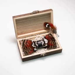 EASTEPIC Handmade Feather Bow Tie Brooch Wooden Box Set Men's Exquisite Accessories for Wedding Party Birthday Gift Necktie