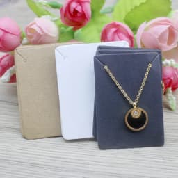50pc Paper Stud Earring Card 5x4cm Brown/White DIY Jewelry Package Small Pendant Necklace Display Blank Card