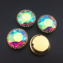 All size round glass Crystal Gold base lacy claw flower flat top shape Sew on rhinestone wedding dress bags shoes decoration diy