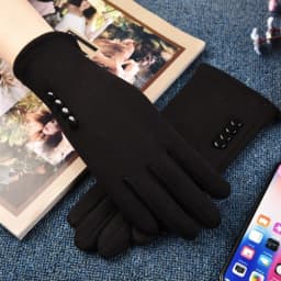 Women Autumn Winter Keep Warm Touch Screen Plus Velvet Inside Cycling Windproof Elasticity Gloves Female Simple Style Soft Thick