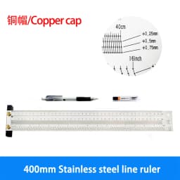 Multifunction Copper Cap Scale Ruler T-type Hole Ruler High-precision Carpenter Scribing Mark Line DIY Carpenter Measuring Tool
