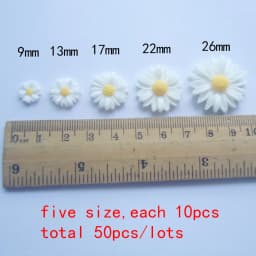 50pcs/lot 9mm-22mm White Flat Back Daisy Resin Flowers Cabochon Beads For Cell Phone Case Decoration Jewelry Making Diy Supplies