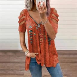 New Summer Cold Shoulder Leopard Print Zipper V-Neck Loose Casual Ladies Shirt Tops Spring Sexy Women Blouse 2022 New Clothes