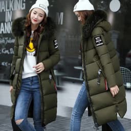 2023 New Women's Jacket Parka Down Cotton Parkas Winter Jacket Fur Collar Hooded Parkas Overcoat Thick Slim Long Coat Outerwear