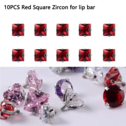 10PCS Surgical Steel Internally Threaded Lip Bar 16G Zircon Top Component For Labret Prong Zircon Ear Tragus Helix Ear Piercing