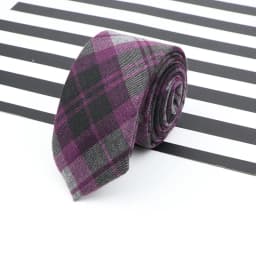 Men's Business Diamond Check Tie Artificial Wool Cotton Dark Color Tie Striped Black Grey Necktie For Daily Accessory Paty Gift