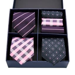 Gift box packing Silk Ties For Men Novelty Hanky Set 3 Styles Men's Tie Formal Red Cravat for Wedding Business Necktie