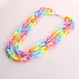 Stylish Acrylic Necklace, Plastic Opaque Rainbow Candy Colored Thick Chain Collar Suitable for Women's Punk Party Jewelry