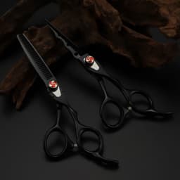 Professional Japan steel 6 '' 7 colors Flame gem hair scissors set cutting barber haircut thinning shears hairdressing scissors