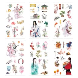 6 sheets/pack Kawaii Washi Decorative Stickers Label Scrapbooking Cute Whale Flower Girls Stationery Stickers DIY Diary Album