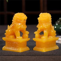 2Pcs Chinese Lions Buddha Statues Bronze Ornaments Man-made Jade Stone Fu Foo Dogs Sculpture Figurines Statues Home Decoration