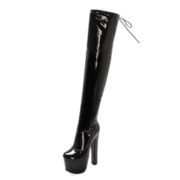 Oversized Ultra-High Thick-Heeled Patent Leather Women's Over-The-Knee Boots Waterproof Platform Flock Long-Tube Elastic Boots