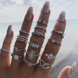 Trendy Geometric Moon Knuckle Finger Rings Set For Women 2021 Bohemian Crystal stone Female Ring Wedding Jewelry