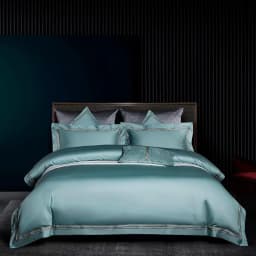 Embroidered Deep Green Blue Duvet Cover Premium Soft Egyptian Cotton Bedding set Double Queen King 4/6Pcs Bed Sheet Pillowcases