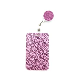 Pink Leopard Print Lanyard Credit Card ID Holder Bag Student Women Travel Card Cover Badge Car Keychain Decorations