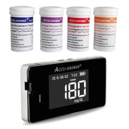 4 In1 Multi-Function Cholesterol Meter Uric Acid&Hemoglobin Blood Glucose Test Strips Kit for Diabetes Gout Device with Lancets