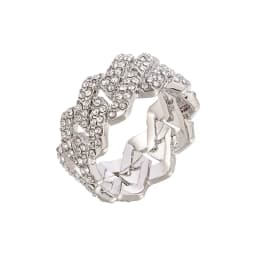 Hiphop Ring Silver Color Cuba Chain Ring Iced Out Paw Setting Micro Crystal Ring For Woman Men Engagement Wedding Finger Jewelry