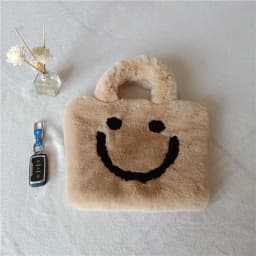Cute Smiley Face Women Plush Shoulder Bag Soft Faux Fur Ladies Chain Messenger Bags Fashion Female Small Purse Handbags Bolsas가방
