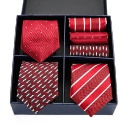 Gift box packing Silk Ties For Men Novelty Hanky Set 3 Styles Men's Tie Formal Red Cravat for Wedding Business Necktie
