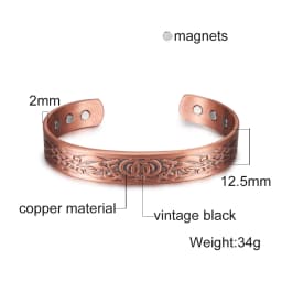 Vinterly Pure Copper Bracelets Men Magnetic Arthritis Relief Adjustable Magnets Cuff Banglse Health Energy Jewelry Women Men