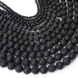 Natural Black White Lava Stone Beads Round Loose Beads Spacer Volcanic Rock For Jewelry Making DIY Bracelet Wholesale 4-14mm