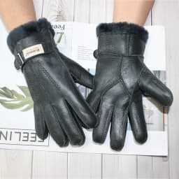 Sheepskin Fur Gloves Men Leather Thick Winter Warm Outdoor Wind and Cold Handmade Sewing Finger New Bickmods Brand