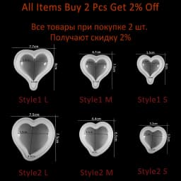 1PCS 3D Heart Shape Silicone Mold Resin Epoxy Keychain Pendants Mould Soap Candle Molds For DIY Jewelry Making Findings