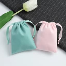 Velvet Jewelry Drawstring Bag with Silk for Wedding Party Candy Jewelry Organizer Gift Pouches Earring Bracelets Packaging Pink