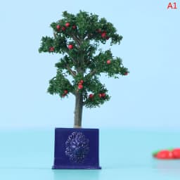 Mini Potted Plant 1:12 Dollhouse Miniature Tree Potted Plant Green Plant Model For Doll House Furniture Home Garden Decor