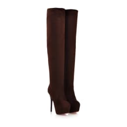 Super High Waterproof Platform Stiletto Heel Winter Women's Flock Boots Short Plush High Heel Large Size Over-The-Knee Boots