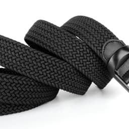 Drizzte Plus Size 100-190cm 190cm 63'' 67'' 71'' Long Black Braided Elastic Stretch Belt Mens Metal Buckle for Big and Tall Man