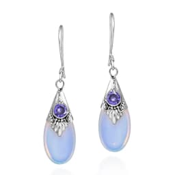 JoiasHome 100% Real 925 Sterling Silver Earrings For Women With Moonstone Gemstones Classic Elegant Lady Fine Jewelry