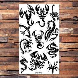 Black Scorpion Temporary Tattoos For Adults Men Realistic Dragon Wolf Tiger Thorns Fake Tattoo Sticker Hand Leg Tatoos Creative