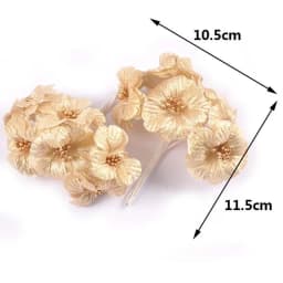 2 Bouquet Mini Golden/Silver Artificial Plant Flowers Christmas Wedding Cake Gift Box DIY Wreath Deco Supplies cp3091