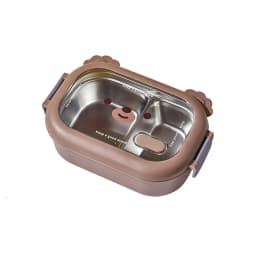 Cartoon Bear Pattern Stainless Steel Lunch Box Student School Office Healthy Food Storage Containers Portable Grids Bento Box