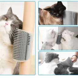 Wall Mount Corner Cat Self Groomer Comb Ergonomic Pet Massage Hair Remover Brush Space Saving Indoor Kitten Scratching Toy Easy