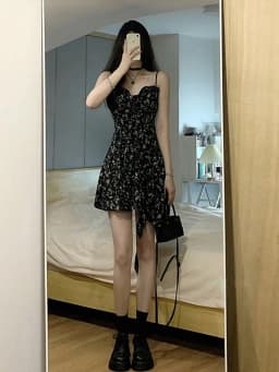 Romantic Captured Dark Pure Desire Spicy Girl Dress Asymmetrical Floral Print Strapless A-Line Skirt Spring Summer New A...