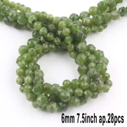 Natural Stones Green Canada Jade Beads Round Faceted Geometric Shape Loose Jewelry Beads for Making Bracelets DIY Accessories