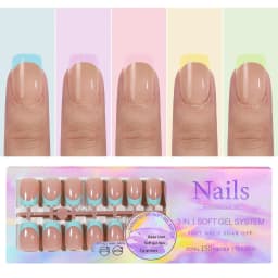 150pcs Multi-size False Nail Press On Acrylic Nails Almond French Wearing Armor Removable Convenient 6 Colors Fake Nail