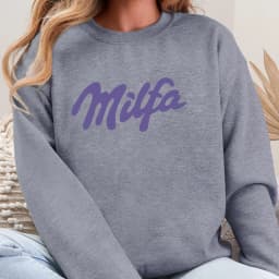 Milfa Purple Art Letter Design Woman Pullover Trendy Fleece Sweatshirt Autumn Casual Clothes Crewneck Sportswear Fashion Tops