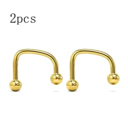 WKOUD 2pcs Rainbow 16G Cool Punk Stainless Steel Ball Top Lippy Loop Lip Monroe Labret Ring Jewelry Fashion Body Piercing Rings