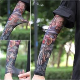 Ultra thin seamle Tattoo Flower Arm For Men Women Cool Travel Cycling Elastic Scratch Resistant Sunscreen Arm Sleeves Accessorie