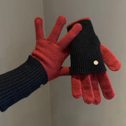 Winter Women's Exposed Finger Touch Screen Warm Long Short Dual-Use Cycling Student Color Blocked Knitted Yarn Gloves