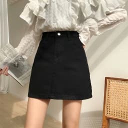 High Waist A-Line Skirt Slim Fit Denim Skirts Women's Mid-Length Summer Skirts Thin Model Fashionable Classic Blue