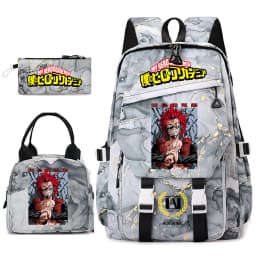 My Hero Academia Anime Print School Backpack Set for Girls Casual Lightweight Student Bookbag with Lunch Bag Pencil Case